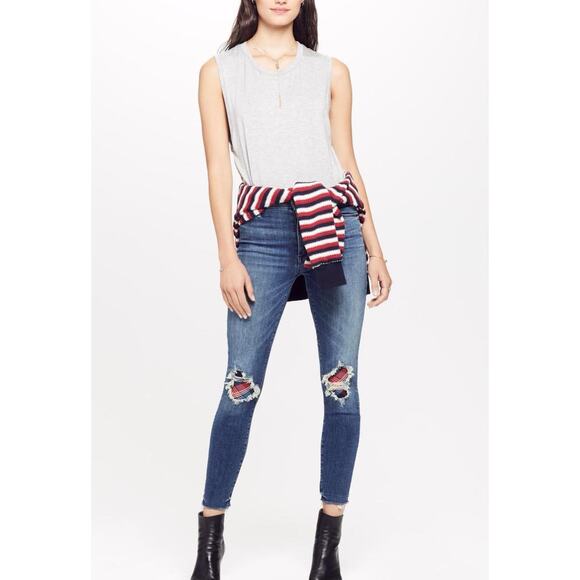 Mother High Waisted Looker Ankle Fray Just Like The Ones We Used To Know Jeans - Picture 2 of 12